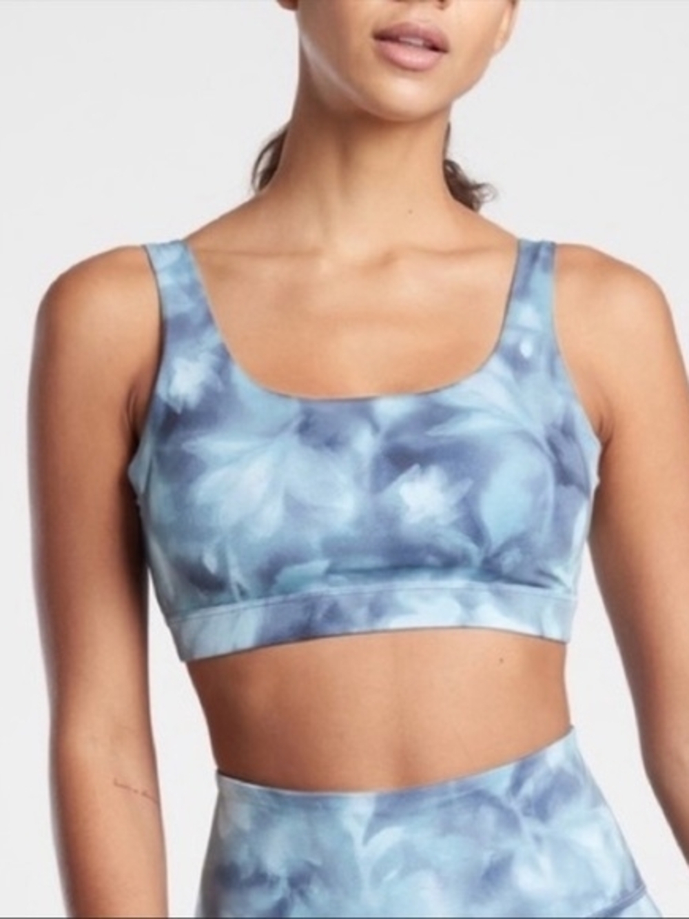 Athleta Light and Navy Blue Tie-Dye Scoop Sports Bra